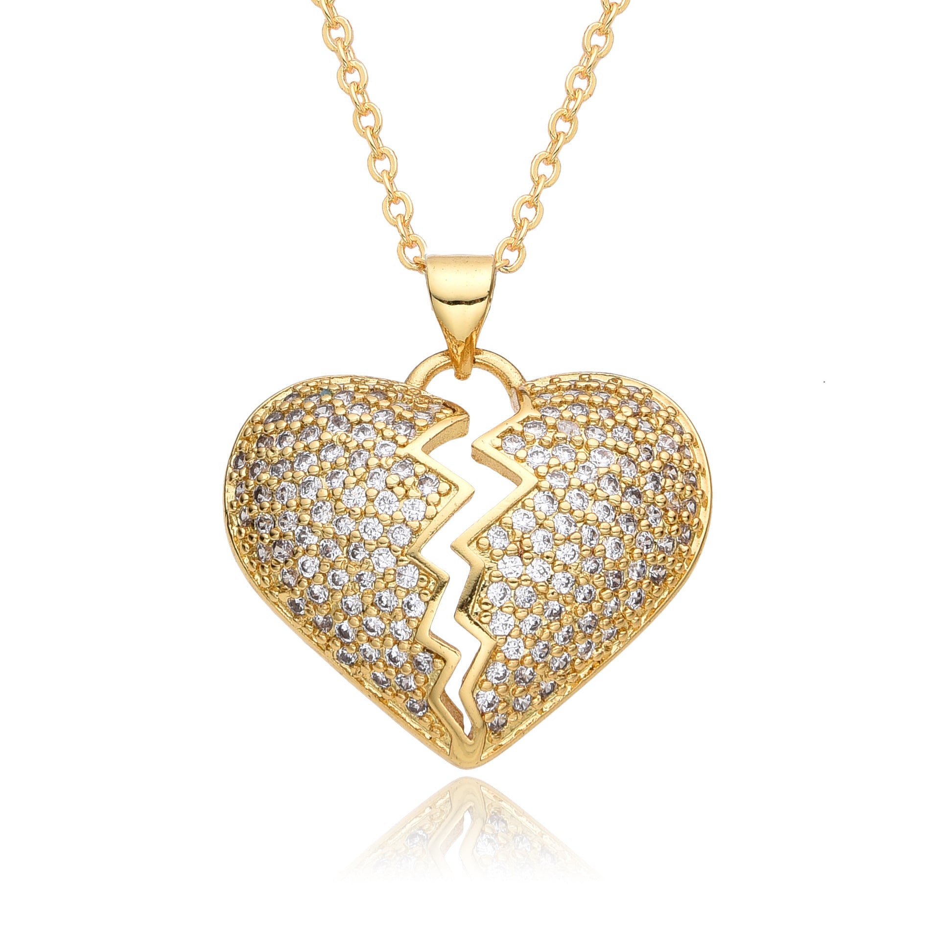 Wholesale Valentine's Day Crown Heart Full Diamond Necklace